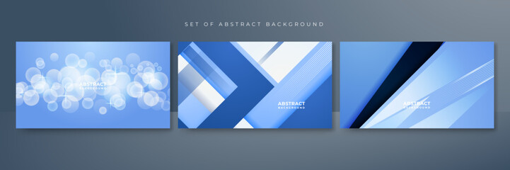 Set of blue and white gradient contrast abstract background