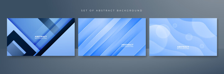 Set of blue and white gradient contrast abstract background