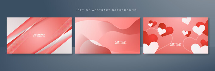 Set of soft light red abstract background