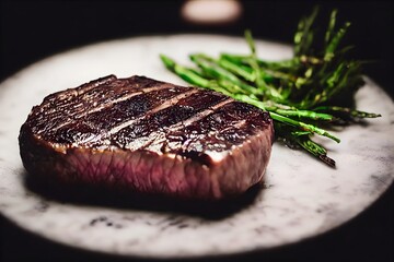 Grilled gourmet perfect Steak , close up, bokeh