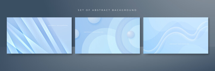 Set of light blue abstract background. Vector abstract graphic design banner pattern presentation background web template.