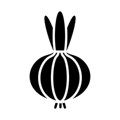 Onion isolated vector glyph icon. Vegetable sign