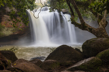 Beautiful waterfall in Khao Yai National Park (Haew Suwat Waterfall), Nakhon Ratchasima  province, ThaiLand.
