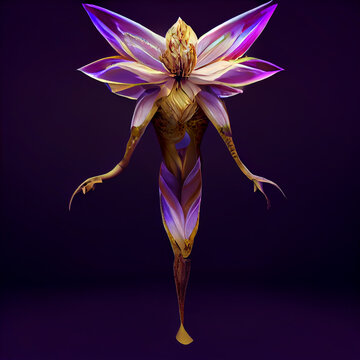 Digital Painting Corn Husk Lotus Flowers White And Gold Illustration.