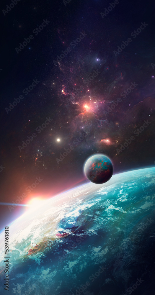 Poster image of planets in outer space against the background of stars and nebulae