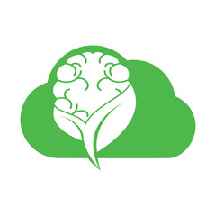 Brain and leaf logo combination vector design. Organic brain logo vector design.