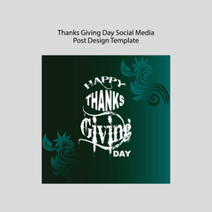 Naklejka na ściany i meble Happy thanks giving day social media post design template