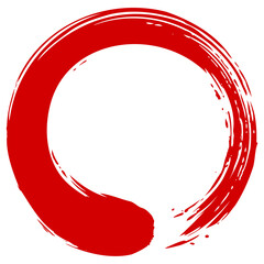 Red Enso Zen Japanese Circle Brush Stroke Sumi-e Vector Illustration Ink Logo Design Art