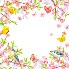 Obraz na płótnie Canvas lovely blossom invitation card. watercolor painting. png