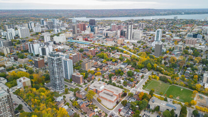 Aerial view of downtown Hamilton Ontario - obrazy, fototapety, plakaty