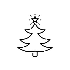 Vector Christmas tree and gift icon. Premium quality graphic design. Modern icons, outline symbols collection, simple thin line icons for websites, web design, mobile apps, infographics