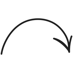 Curved arrow hand-drawn style symbol