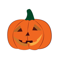 Halloween pumpkin head lantern on white background. Happy Halloween party posters in paper cut style. White background smile pumpkin.