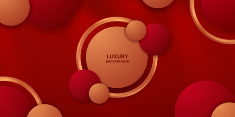  Red luxury elegant background with golden and red circle element. abstract decoration lucky chinese