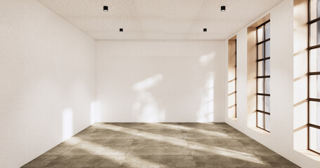 Cleaning empty room interior japandi wabi sabi style.3D rendering