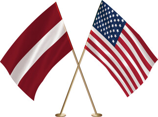  Latvia,US flag together.American,Latvia waving flag together