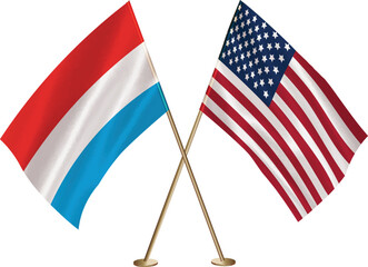 Luxembourg,US flag together.American,Luxembourg waving flag together