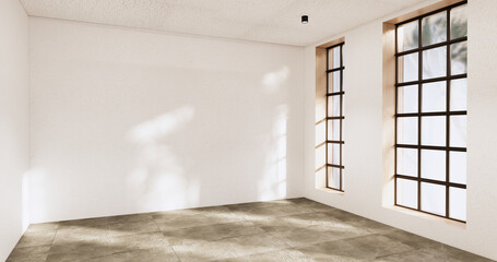 Cleaning empty room interior japandi wabi sabi style.3D rendering