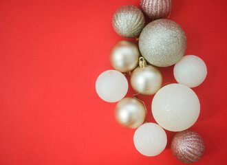 christmas balls in a red background 