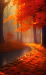 Obraz na płótnie Canvas Stylized drawing of an autumn forest. Autumn mood. 
