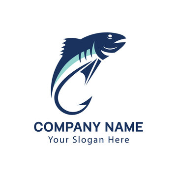 Fish hook company logo vector