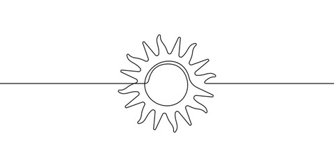 One continuous line drawn illustration of sun. Vector illustration