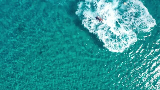 Fly boarding and sea riding in a sunny summer day, Zakynthos, Greece