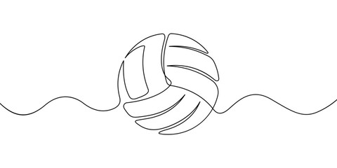 Continuous line drawing of ball. Volleybal one line art. Vector illustration © polgin