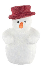 Christmas snowman in a red hat with the transparent png background