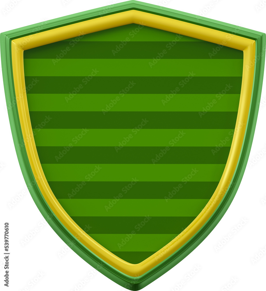 Sticker football shield in 3d render in green and yellow