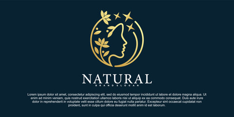 Modern natural beauty face logo design for beauty salon Premium Vektor