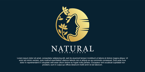 Modern natural beauty face logo design for beauty salon Premium Vektor
