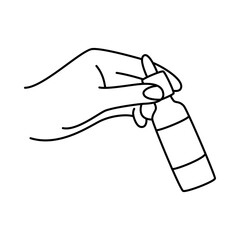 Vector doodle hand drawn illustration of a hand with a serum bottle for skincare treatment 