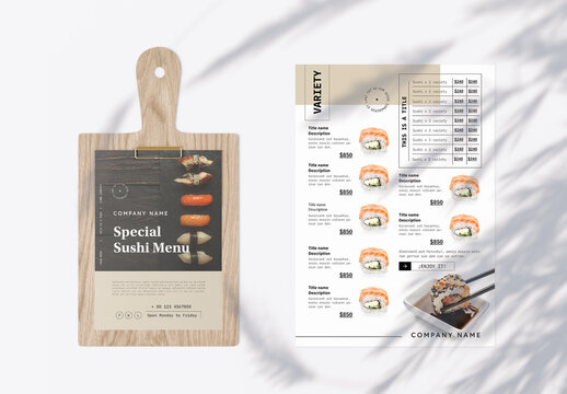 Asian Food Menu Layout
