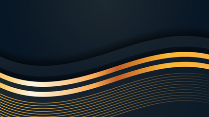 Luxury black and gold background with wave curve