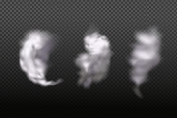 Smoke dust.White vector cloudiness ,fog or smoke on dark checkered background.Cloudy sky or smog over the city.Vector illustration.