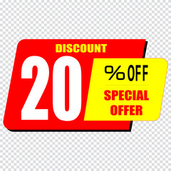 20 percent discount sign icon. Sale symbol. Special offer label