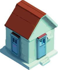 Beautiful small isometric house in white background.