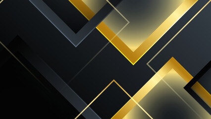 Abstract black and gold luxury geometric shapes background