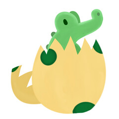 Cute Baby Crocodilc egg Watercolor
