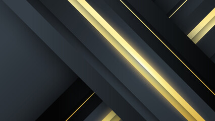 Fototapeta premium Abstract black and gold luxury geometric shapes background