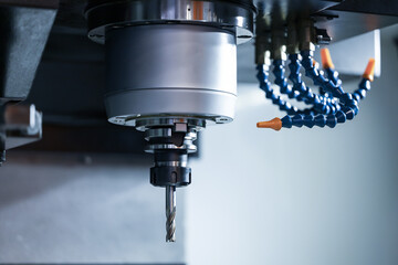 CNC machine. Metalworking heavy industry. High-tech and high-speed metal processing.