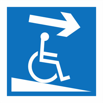 Signs for Underground Parking Lots Disabled Wheel Chair Ramp Down Right