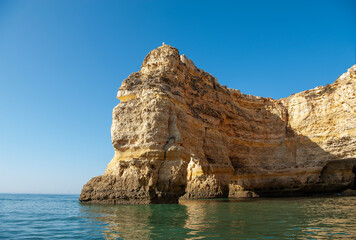 Fototapeta na wymiar Rock formations on the Algarve coast in Portugal