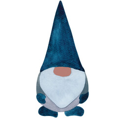 Watercolor Scandinavian gnome. Christmas watercolor illustration.