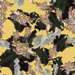 Desert camouflage of various shades of yellow, beige, green and brown colors