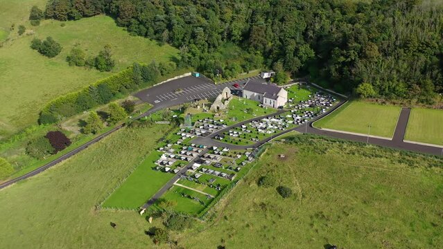 Aerial view of St. Aidans yt Magilligan in Northern Ireland, UK