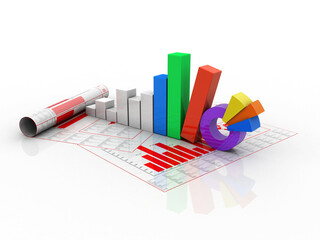 3d rendering Stock market online business concept. business Graph 