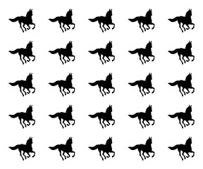 Vector seamless pattern of flat horse silhouette isolated on  background. Vector seamless pattern of color flat horse .