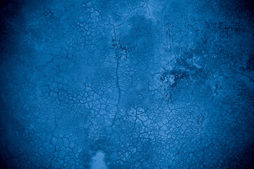 Old wall pattern texture cement blue dark abstract  blue color design are light with black gradient background.